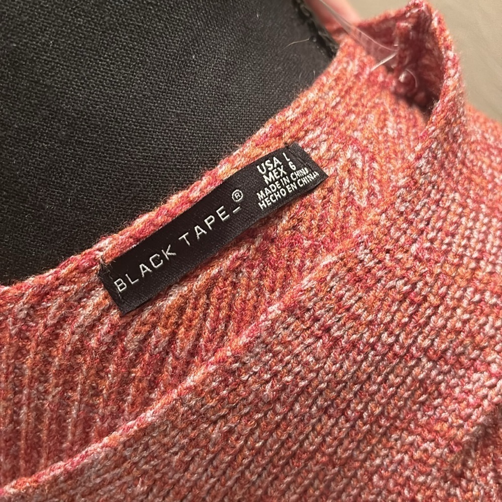 Cozy  Black Tape V-Neck Sweater Dress - Rust - Picture 7 of 8